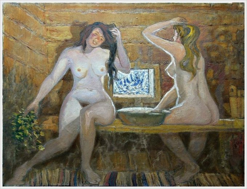 Картина голые женщины в бане