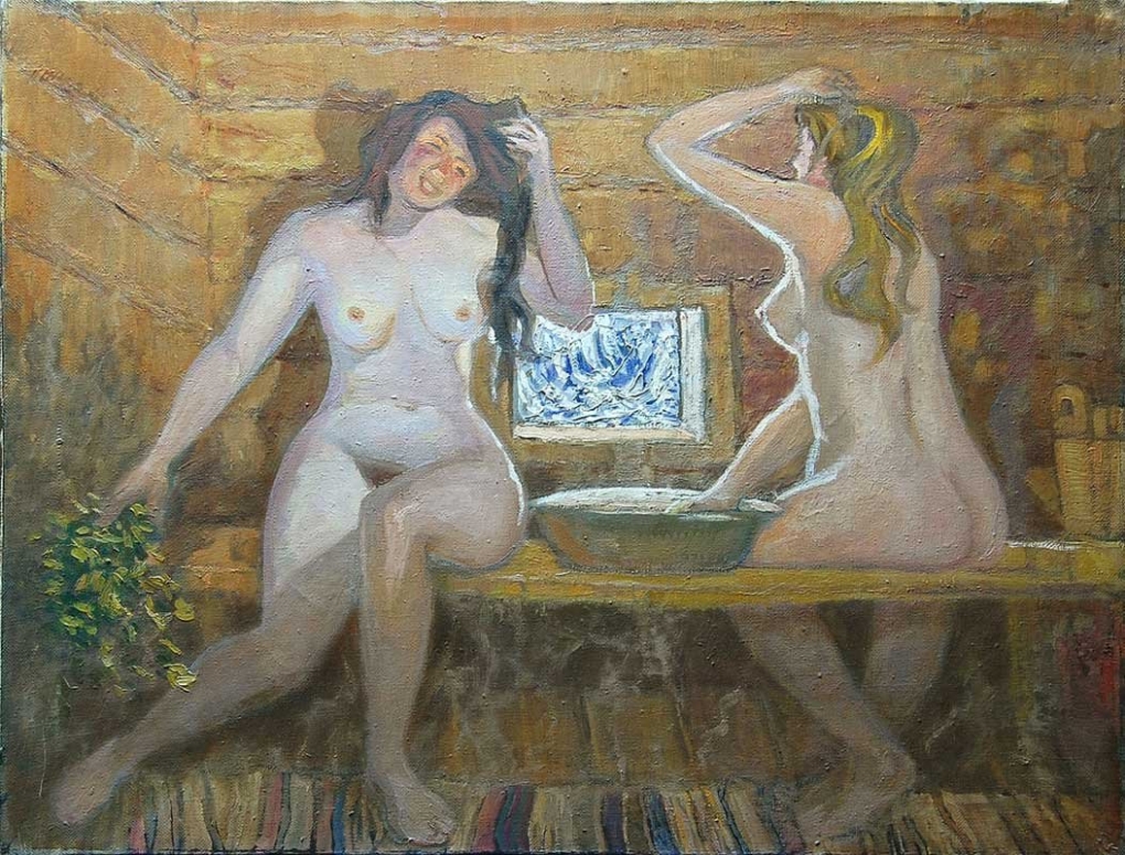 Голые красотки в сауне